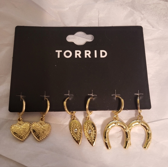 torrid Jewelry - TORRID Gold Western Dangle Hoop Set, 3 Pair NEW